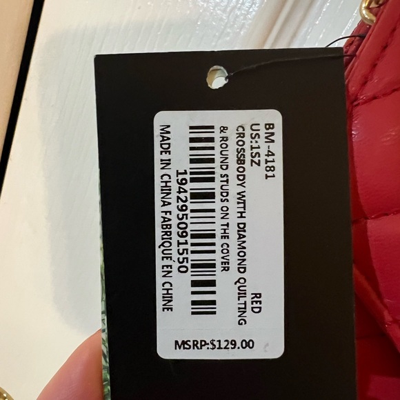 Badgley Mischka Red Quilted Crossbody Bag 9x6 NWT - Picture 4 of 8